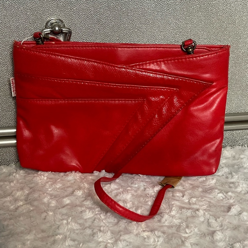 Vintage Red Leather Clutch Bag
